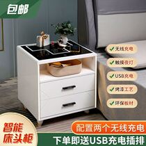 Simple small bedside table light luxury minimalist finishing bedroom multifunctional super narrow storage cabinet shelf bedside cabinet