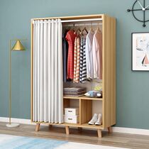 Solid wood wardrobe with drawers for long clothes Small combination eight-door Nordic three-door open storage cabinet