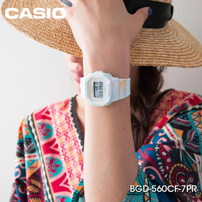 casio watch ladies baby-g cherry blossom student sports quartz electronic watch waterproof genuine bgd-560