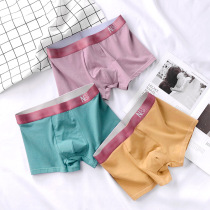 Mens underwear pure cotton green boxer pants breathable and comfortable simple boxer youth middle waist solid color pants yellow