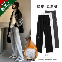 Wide leg sweatpants womens pants 2021 new autumn and winter straight loose velvet padded taller trousers