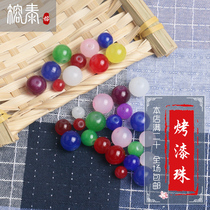 DIY hairpin material variegated color mixed round beads 120 multi-size imitation Jade glass mixed bag handmade