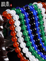 Natural black agate loose beaded hand string beads diy hand woven beaded crystal material bracelet accessories