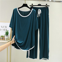 Short Sleeves Pyjamas women Summer Modale Long pants Two sets Big code Home Middle-aged Casual Suit Loose home clothes
