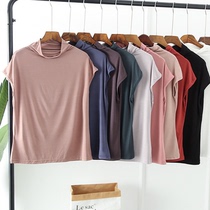 2020 spring dress modal pile collar short sleeve T-shirt female high collar sleeveless Joker thin base shirt Korean version