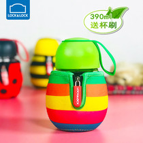 Lock and lock heat-resistant glass teacup Cute childrens water cup Creative insect portable leak-proof 390ml