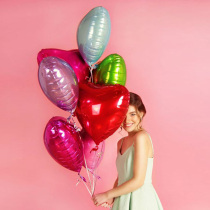 Male Fang Marriage Room Placement Red Caring Heart Balloon Children Nets Red Girls Day 36 Inch Silver Moon Aluminum Film Balloons