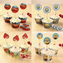 Shenzhen Mickey baking cake around the edge card decoration Spider-Man engineering car bear cake edge insert card