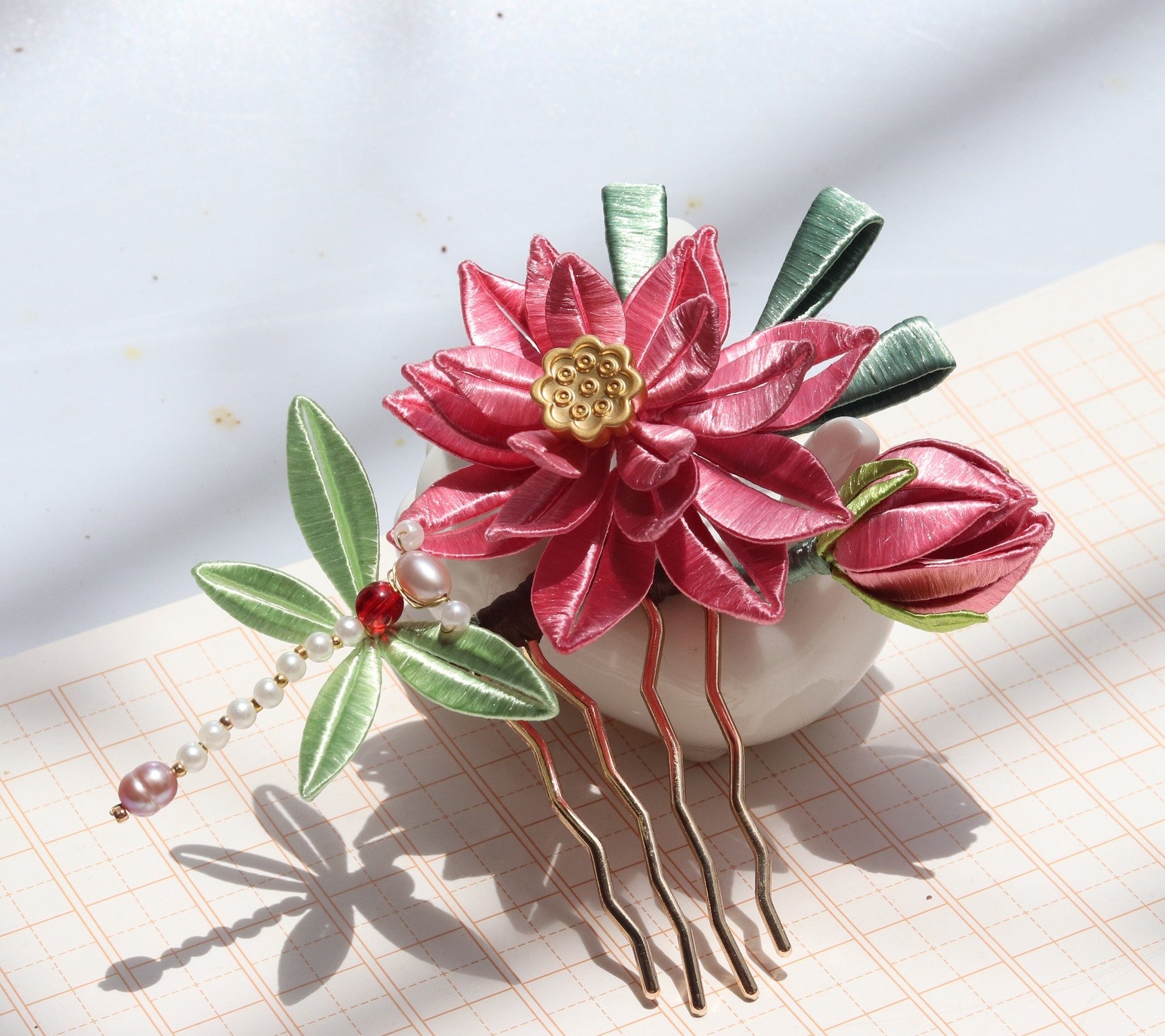 团购缠花成品古风发饰昙花山茶花桃花彼岸花客家真蚕丝手工发簪