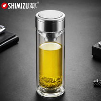 Water SM-8331 double-layer glass portable with filter transparent water cup gift box business bubble Cup