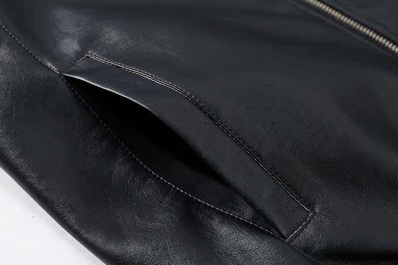 子易秋季新款男士PU皮夹克时尚立领外套男韩版修身潮流上衣棒球服产品展示图3