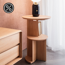 One hundred wood Nordic modern simple solid wood stacked round sofa side corners a few small apartment living room household coffee table flowers