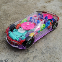 Childrens transparent gear concept boy toy car infant electric sound light car girl baby color sports car
