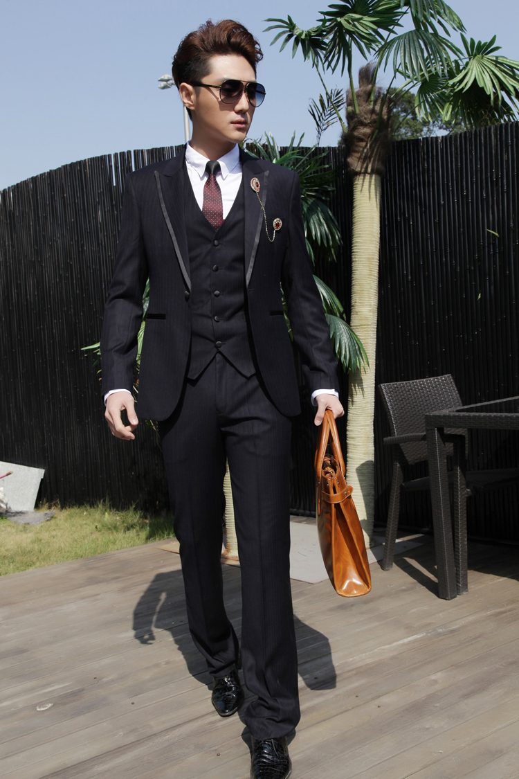 男士西服套装韩版修身 新郎结婚西装 婚礼主持礼服 伴郎西服2016
