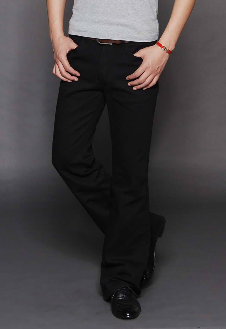 18男装纯黑色新款男式牛仔大喇叭裤韩版潮秋冬微喇裤子男喇叭裤