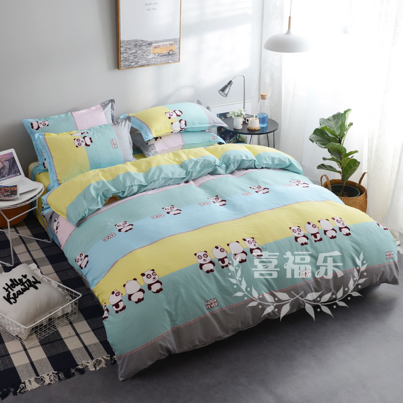 washed quilt cover single student dormitory single 1.5 bed double 200*230 meter cartoon cotton cloth plus quilt cover