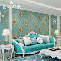 2020 TV background wall wallpaper self-adhesive European relief flower wallpaper self-adhesive bedroom living room AB version non-woven fabric