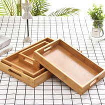 Day-style minimalist made of bamboo tea tray Tea cup tray size Number of bamboo trays Rectangular Double Ear Upper Vegetable End Dish with handle