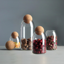 Soft wood stopper glass bottle storage tank Food V cereals Cereals Seal Tank Kitchen transparent containing storage tea leaf jars