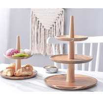 Woody Snack Shelf Triple Fruit Pan Cake Rack Multilayer Home Creative Candy Dessert Tray Table Display Shelf
