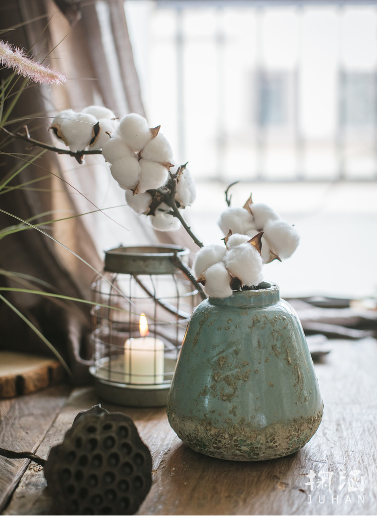 【掬涵】天然棉桃仿真棉花枝 花艺套装场景搭配棉花 ins杂货干花