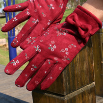 Korean touch screen winter thick warm suede gloves female cute students cycling driving finger gloves