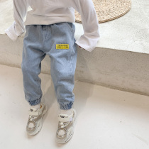 Boys jeans spring and autumn childrens clothing Summer childrens Korean version of 4-5 years old pants baby Western casual pants pants tide 3