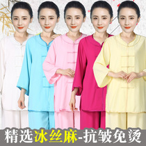New products Men and women Summer middle sleeves Short sleeves Tai Chi clothes martial arts Martial Practice Costume performance clothing This subsection cotton plus silk 2022