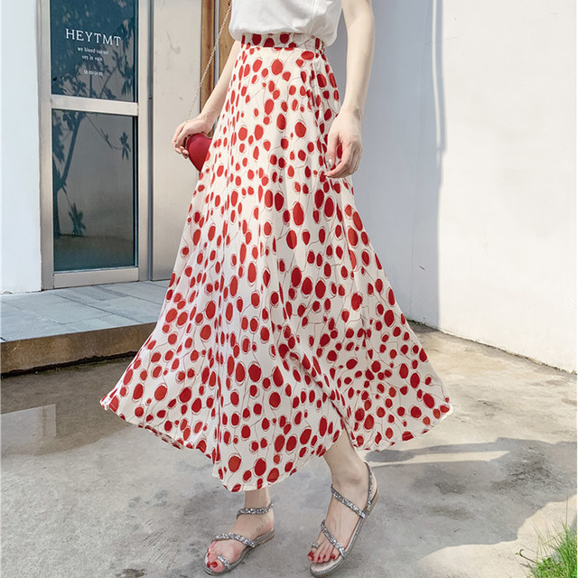 A-line skirt ແມ່ຍິງ summer retro floral skirt 2024 new chiffon long skirt loose big swing skirt super hot umbrella skirt