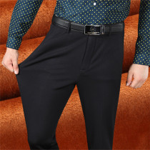 Winter new gold velvet padded plus velvet trousers men's business pants men's pants middle-aged loose high waist suit pants