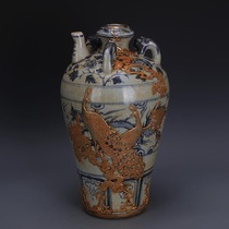 Yuan Qinghua hand-painted dragon pattern gold-encrusted gold porcelain pot made of old imitation unearthed old goods ancient porcelain antiques antique collectibles