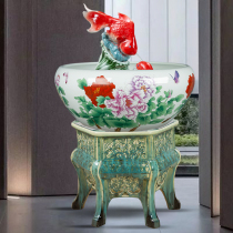 Jingdezhen ceramic fish tank circulating water and oxygenated aquarium living room floor goldfish tank fish basin ornaments
