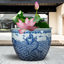 Jingdezhen ceramic big cylinder fish tank turtle cylinder Water lily cylinder Feng shui cylinder Lotus cylinder Calligraphy and painting cylinder Courtyard hotel decoration