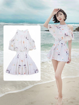 Swimsuit Womens Summer 2022 New Conjoined Dress Style Shade of Slim Wins Wind Fairy Van Spa Swimsuit