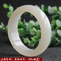 Xinjiang Hetian jade bracelet round bracelet fashion classical ladies green and white jade and minced material sheep fat jade bracelet with certificate