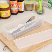 Narrow long plastic box noodle box hanging noodle sealed box food crisper chopsticks knife and fork storage box