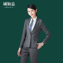 Spring and Autumn professional formal suit jacket Womens slim-fit top thin suit Business bank frock imitation wool