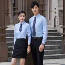 Free ironing smooth interview formal shirt Spring and autumn mens and womens professional wear long-sleeved business hotel bank work clothes summer