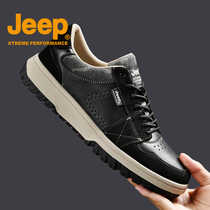 JEEP mens shoes casual autumn and winter new trendy leather shoes outdoor soft bottom all-match sports shoes hiking travel shoes