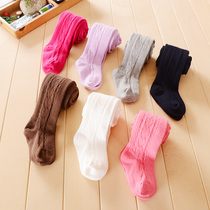 Spring and autumn winter baby knitted pantyhose solid color baby leggings cotton crotch