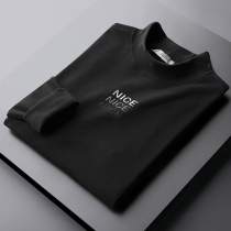 Light and luxurious double-sided suede mens half height lead long sleeve t-shirt autumn winter warm dush youth embroidery with undershirt