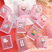 Cute Girls Heart Pink Pens Students Children Girls Office Desktop Organizer Creative Fashion Pencil Bucket Girls