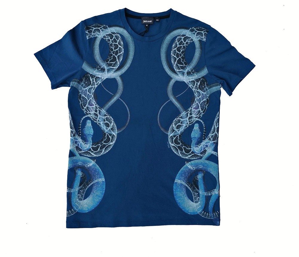 just cavalli t恤卡沃利 t恤s01gc0276蓝色蛇短袖短tee_7折现价599元