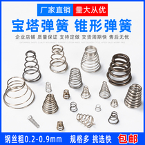 Pagoda spring return tower type conical tower spring large and small head trapezoidal compression stainless steel negative battery yellow custom