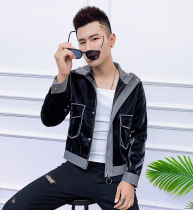 Spring mens leather clothing Korean slim short style trend handsome PU locomotive clothing thin jacket casual fashion jacket