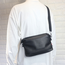 Korean mens shoulder bag trendy fashion casual shoulder bag mens soft leather small bag multifunctional mens running bag clutch bag