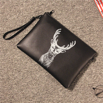 Fashion mens handbag Korean version of the elk pattern clutch bag mens printing trend one shoulder oblique cross bag casual hand bag
