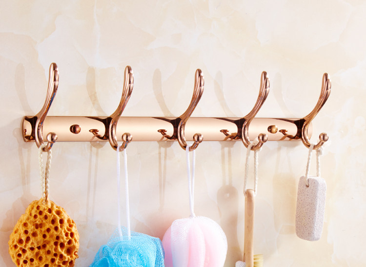 玫瑰金色挂衣钩壁挂衣帽钩 浴室欧式五金挂件 挂衣架挂钩衣服排钩
