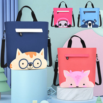 Tutoring bag Primary school student tote bag Carrying book bag Girls school bag Document bag Canvas art cram school storage bag