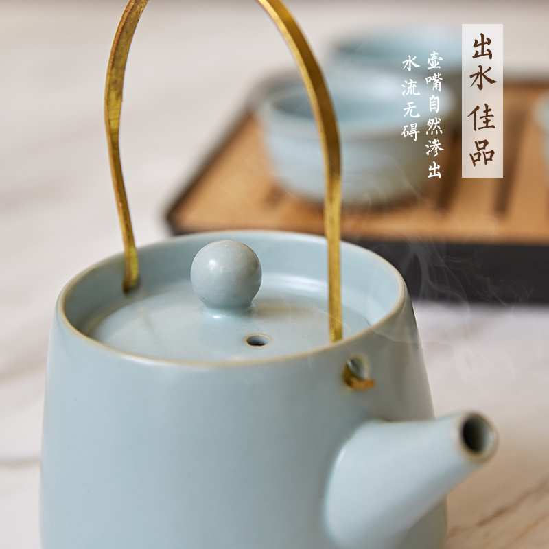 The New Chinese version teahouse ceramic tea sets creative household decorative furnishing articles teapot teacup sitting room tea table